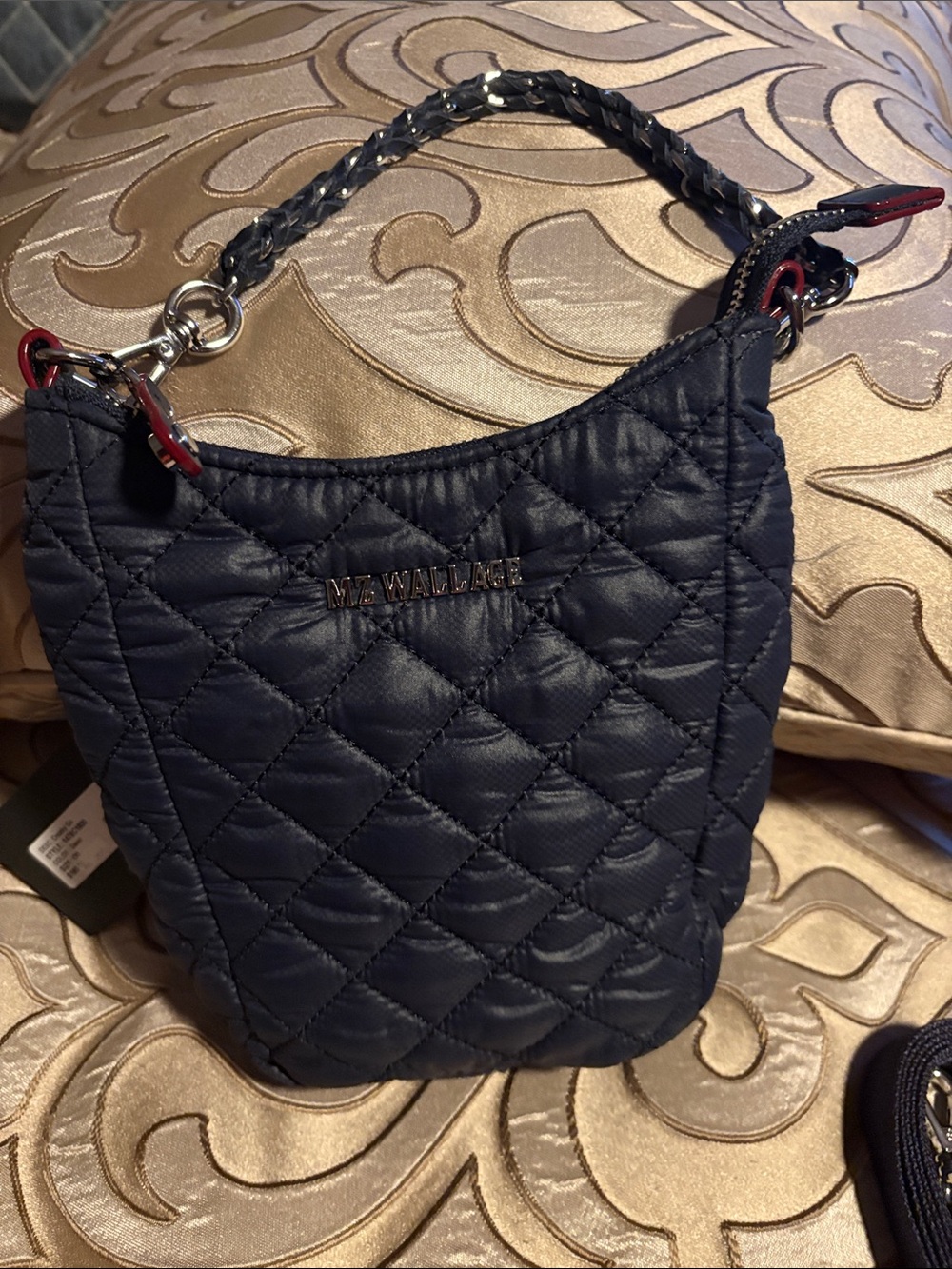 MZ Wallace Crosby Go Quilted Nylon Crossbody Bag Black NWT